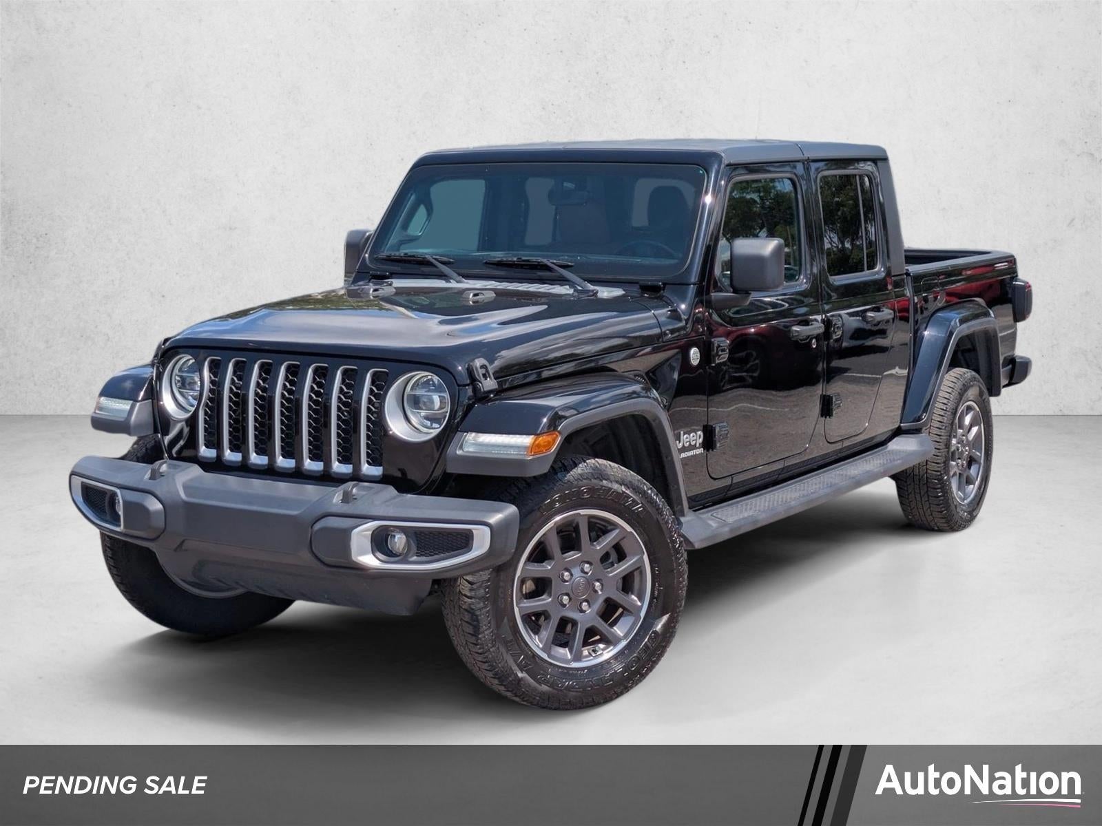 2020 Jeep Gladiator Overland 4x4 in Black Clearcoat — front three-quarter view