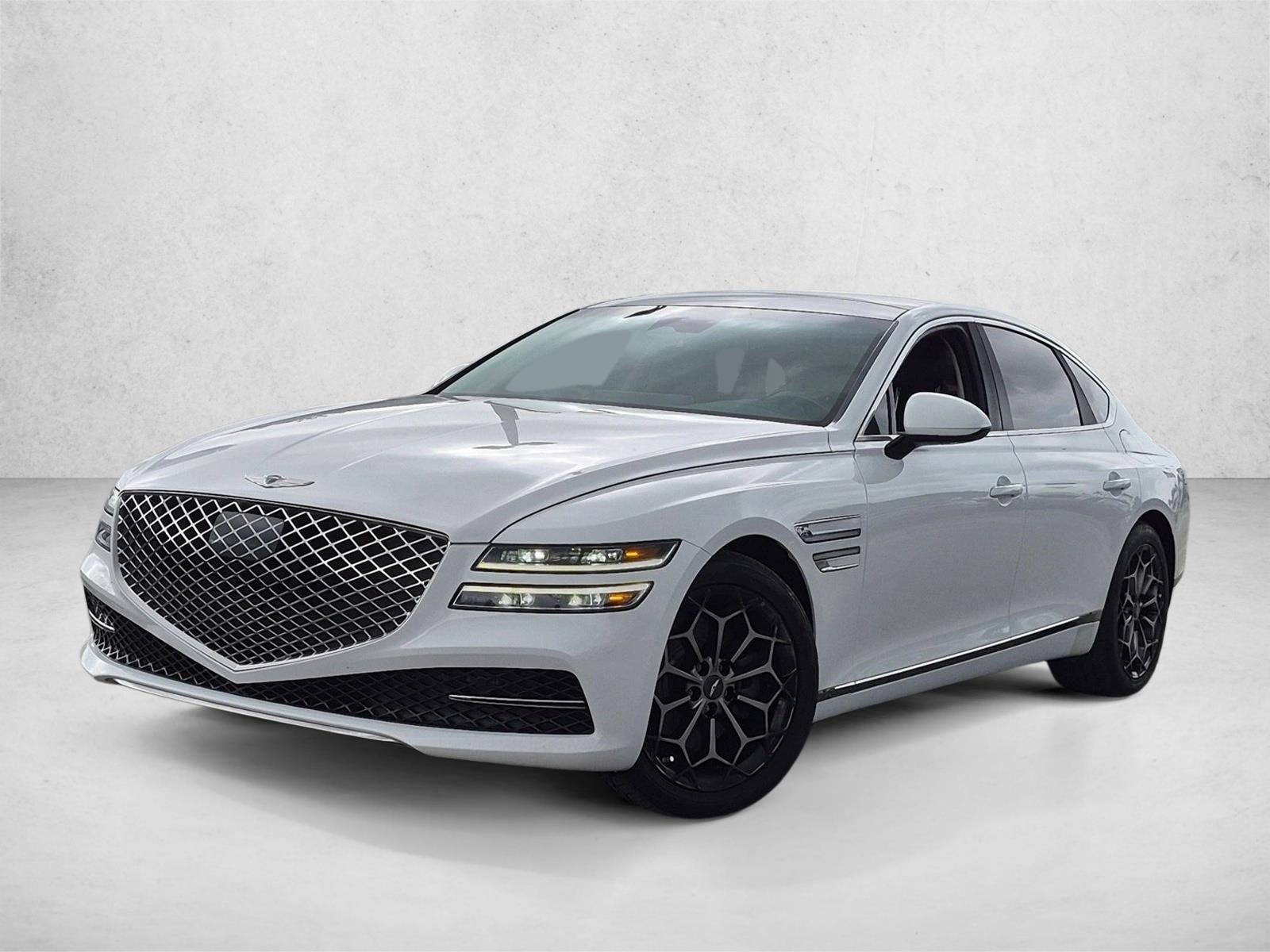 2022 Genesis G80 2.5T RWD in Alta White — front three-quarter view