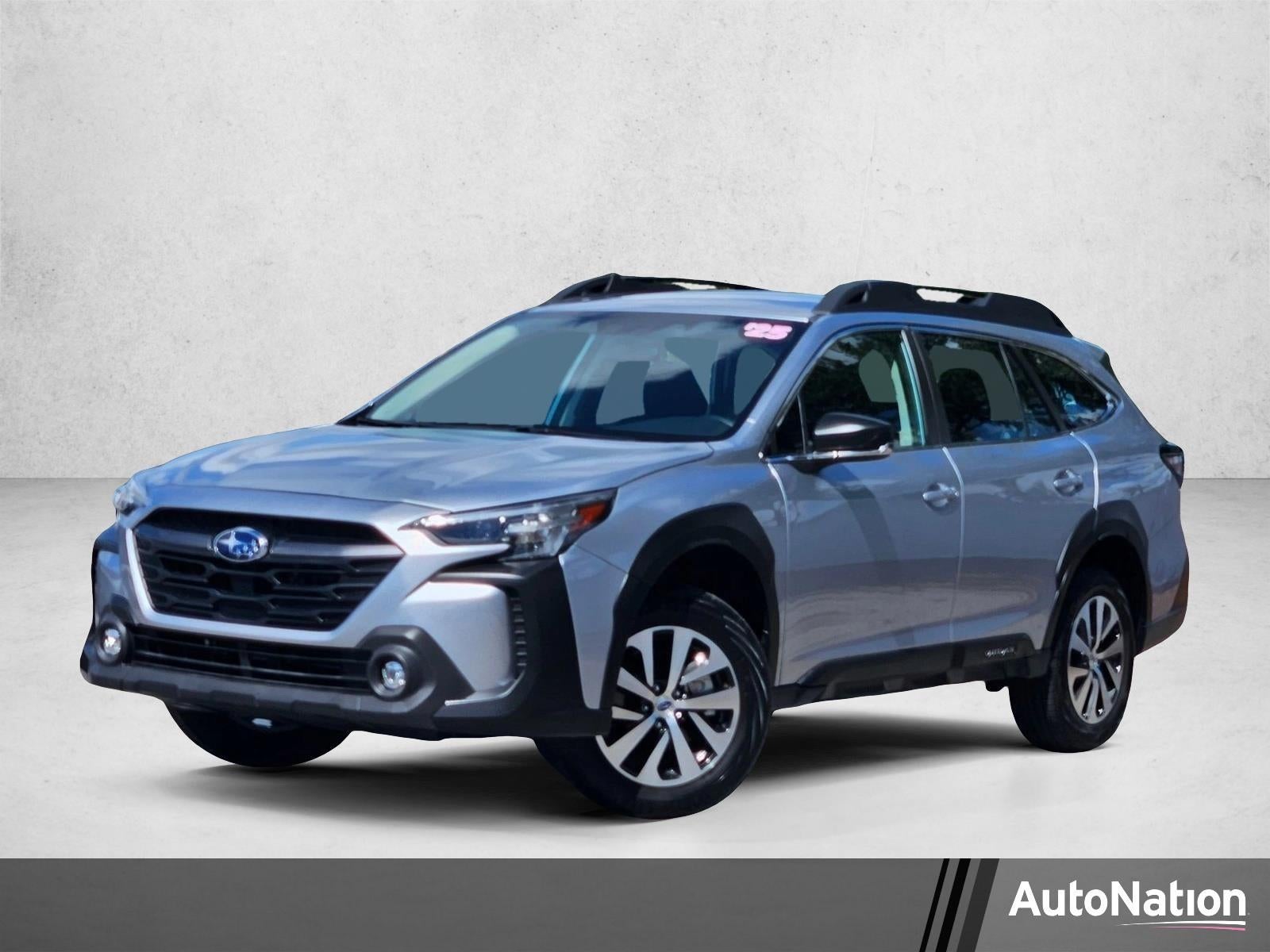 2025 Subaru Outback AWD in Ice Silver Metallic — front three-quarter view